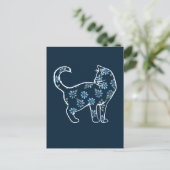 フラワーキャットブルーデイジー猫 ポストカード (スタンド正面)