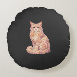 フラワーキャット枕 かわいいボホーインテリア雑貨 ラウンドクッション