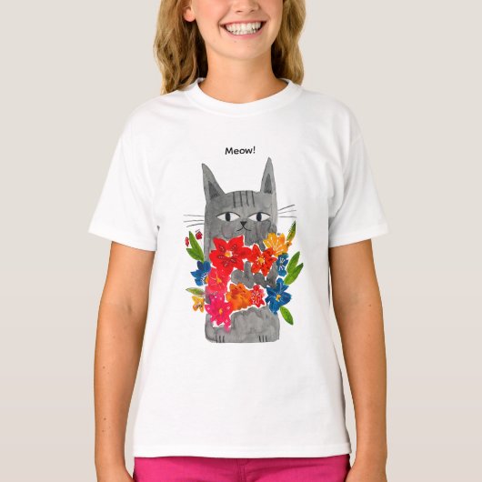 フラワーキャット Tシャツ (正面)
