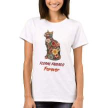 フラワーキャットTシャツ | かわいい花のキティデザイン