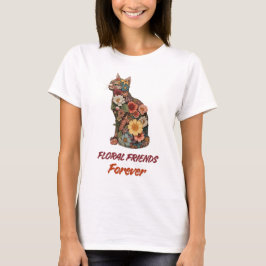 フラワーキャットTシャツ | かわいい花のキティデザイン Tシャツ