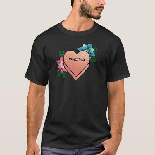 フラワーキャンディハートタトゥー – Create You Own T-Shirt Tシャツ (正面)