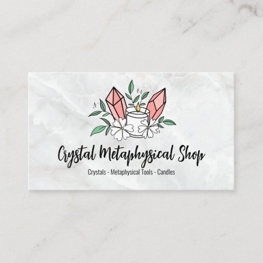 フラワーキャンドルクリスタル形而上学的ショップ 名刺 (正面)