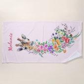 フラワーキリンビーチタオルギフト名前をカスタムする ビーチタオル (正面)