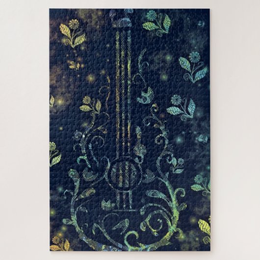 フラワーギターアート – ロマンチックなサウンド ジグソーパズル (縦)