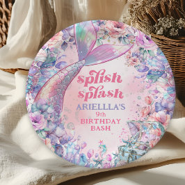 フラワーギラギラ人魚の尾９歳の誕生日 ペーパープレート