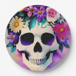 フラワークラウンに微笑むボホースカル ペーパープレート