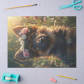 フラワークラウンのドイツの羊飼い犬 薄葉紙 (クラフト)