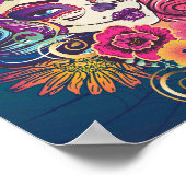 フラワークラウンスカルの砂糖ポートレート ポスター (角)