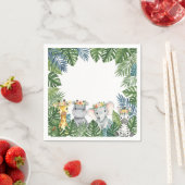 フラワークラウンナプキン付きベビー動物 スタンダードカクテルナプキン (インサイチュ)