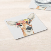 フラワークラウンフォレスターシカ スクエアペーパーコースター (アングル)