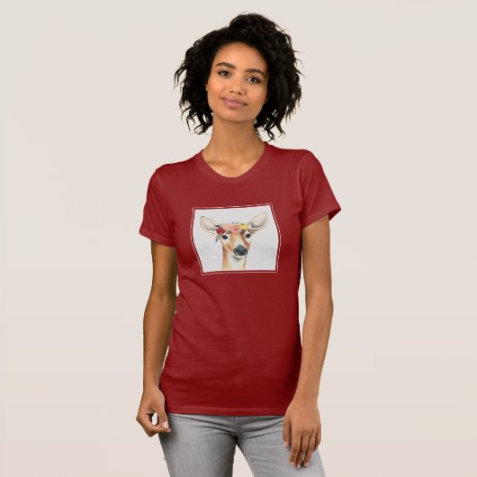 フラワークラウンフォレスターシカ Tシャツ (正面フル)