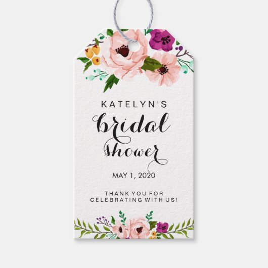 フラワークラウンブライダルシャワーサンキューギフトラベル ギフトタグ (正面)