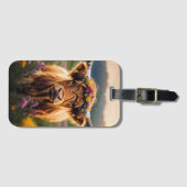 フラワークラウン付きカラフルハイランド牛 ラゲッジタグ (正面横)