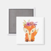 フラワークラウン付きキツネ マグネット (正面/裏面)