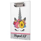 フラワークラウン付きマジカルAFグリッターユニコーン クリップボード (左)