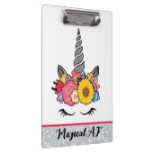 フラワークラウン付きマジカルAFグリッターユニコーン クリップボード (右)