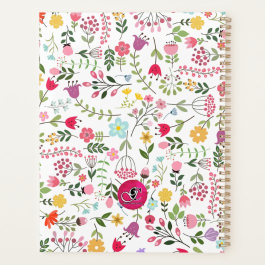 フラワークラウン付きマジカルAFグリッターユニコーン プランナー手帳 (裏面)