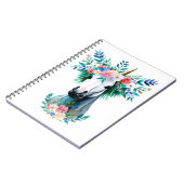 フラワークラウン付き水彩ユニコーン ノートブック (左側)