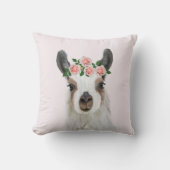 フラワークラウン付き美しいフワフワのラマ クッション (正面)