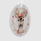 フラワークラウン付き鹿 オーナメント (正面)