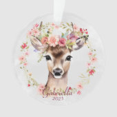 フラワークラウン付き鹿 オーナメント (正面)