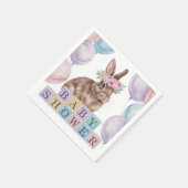 フラワークラウン赤ちゃんシャワー付き水彩バニー スタンダードカクテルナプキン (角)