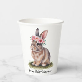 フラワークラウン赤ちゃんシャワー付き水彩バニー 紙コップ