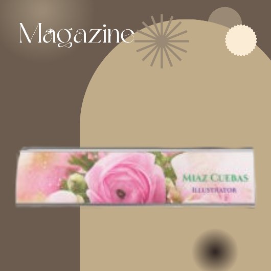 フラワークラシカルバラブーケ抽象芸術 デスクネームプレート