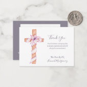 フラワークロスフォト悔やみや弔慰葬式カード ノートカード (正面/裏面インサイチュ)