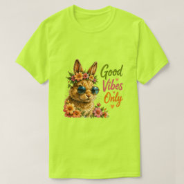 フラワーグラスのうさぎ Good Vibes Only | かわいいフラワーラビット Tシャツ
