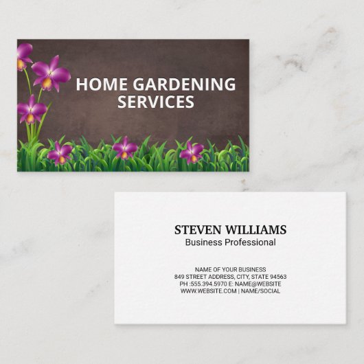 フラワーグラス | 造園 名刺 (正面/裏面)