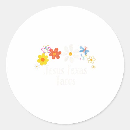 フラワーグラフィックおもしろいステキサス州タコスことわざフロロ ラウンドシール (正面)