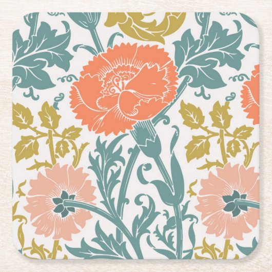 フラワーグラフィックヴィンテージ スクエアペーパーコースター (正面)