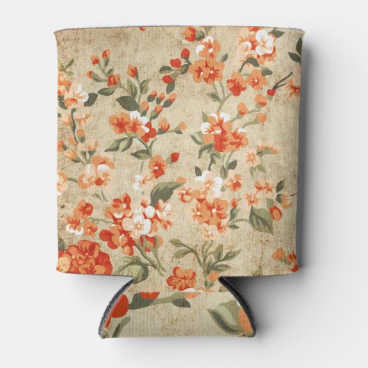 フラワーグランジアート：抽象デザイン 缶クーラー (正面)