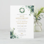 フラワーグリーンイニシャル 50周年結婚記念日 招待状 (スタンド正面)