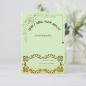 フラワーグリーンウェディングレスポンスカード 出欠カード (スタンド正面)