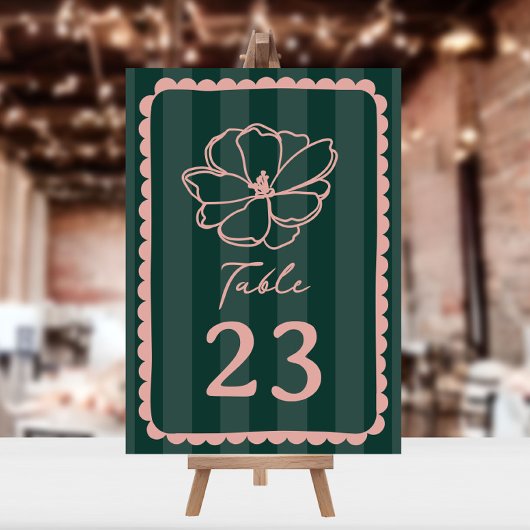 フラワーグリーンストライプ結婚ズ 招待状