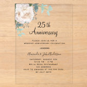 フラワーグリーン25周年結婚記念クリア アクリル招待状 (正面)