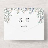 フラワーグリーン モノグラム QR コード ウェディング オールインワン招待状 (裏面)