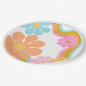 フラワーグルーヴィ誕生日レトロパーティー70sモダンパーティー ペーパープレート (アングル)