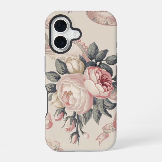 フラワーコケット柄 iPhone 16ケース (裏面)