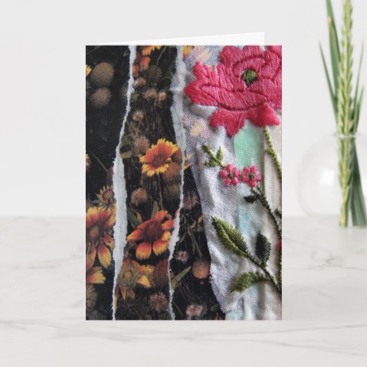 フラワーコラージュ、誕生日 カード (正面)