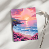 フラワーコーブ | ピンクの海の水彩花カード