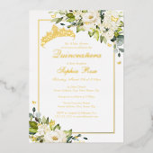 フラワーゴールデンバタフライキンセアニェラ 箔招待状 (正面)