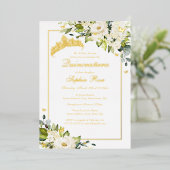 フラワーゴールデンバタフライキンセアニェラ 箔招待状 (立ち正面)