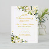 フラワーゴールデンバタフライ結婚50周年 箔招待状 (立ち正面)
