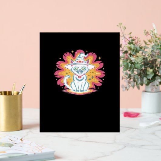 フラワーサイケデリックオーバーサイズTシャツ付き黒猫 アクリルサイン (ウェディング)