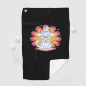 フラワーサイケデリックオーバーサイズTシャツ付き黒猫 ゴルフタオル (インサイチュ)