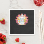 フラワーサイケデリックオーバーサイズTシャツ付き黒猫 スタンダードランチョンナプキン (インサイチュ)